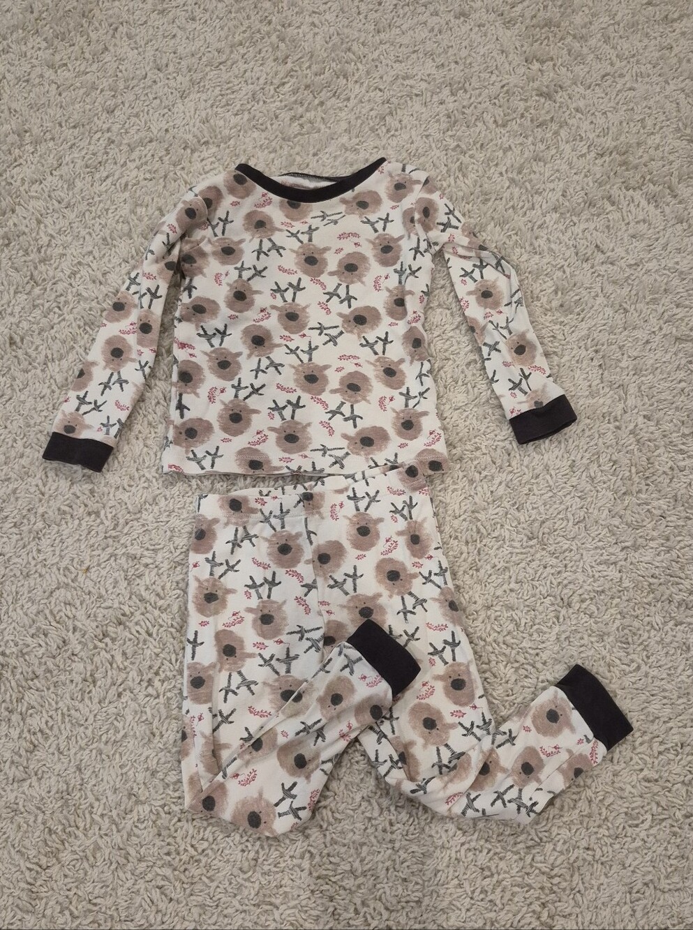 Burts Bee 3T Reindeer Christmas Pajamas